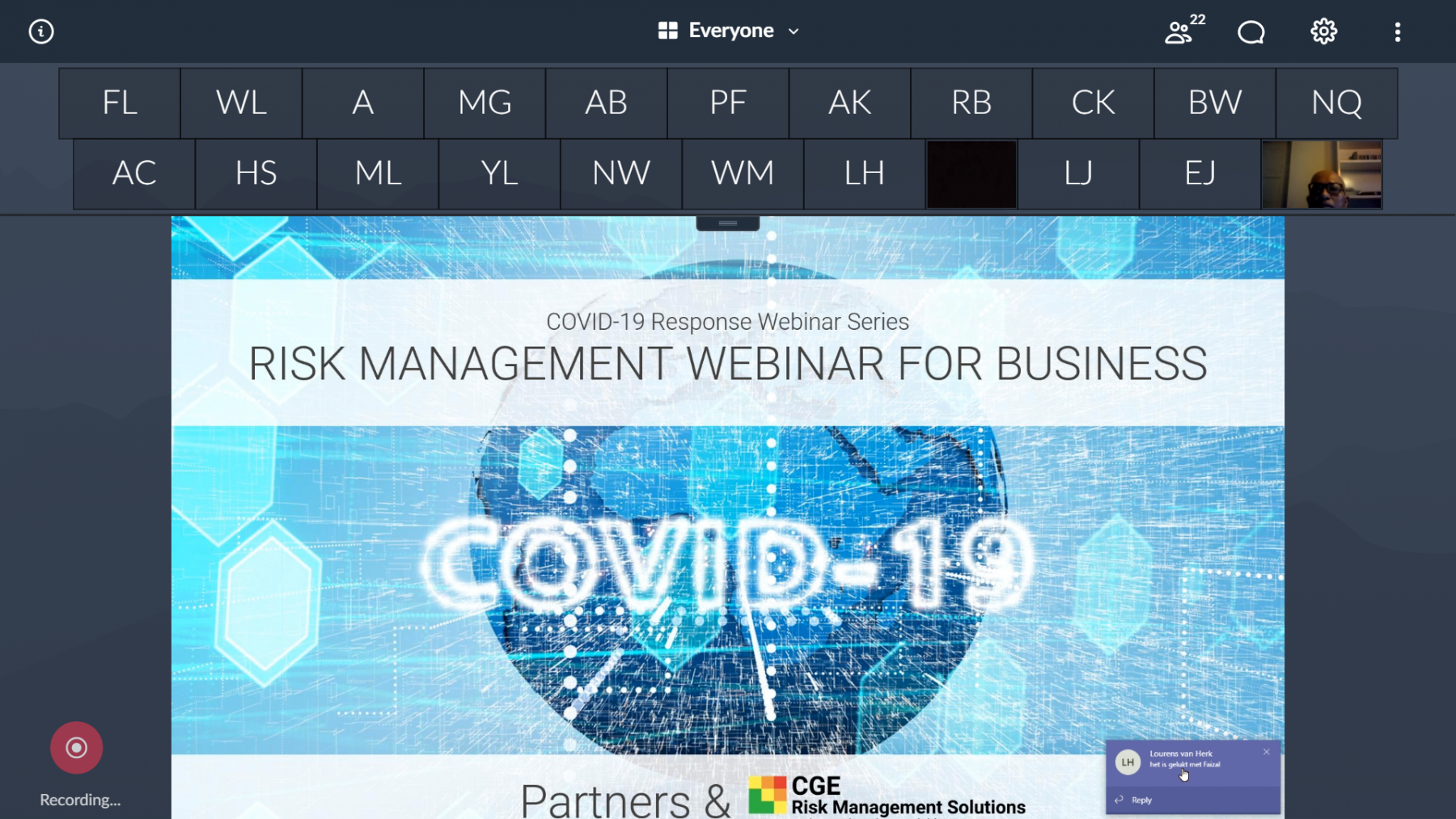 COVID-19 Response Webinar Series Risk Management Webinar for Business
